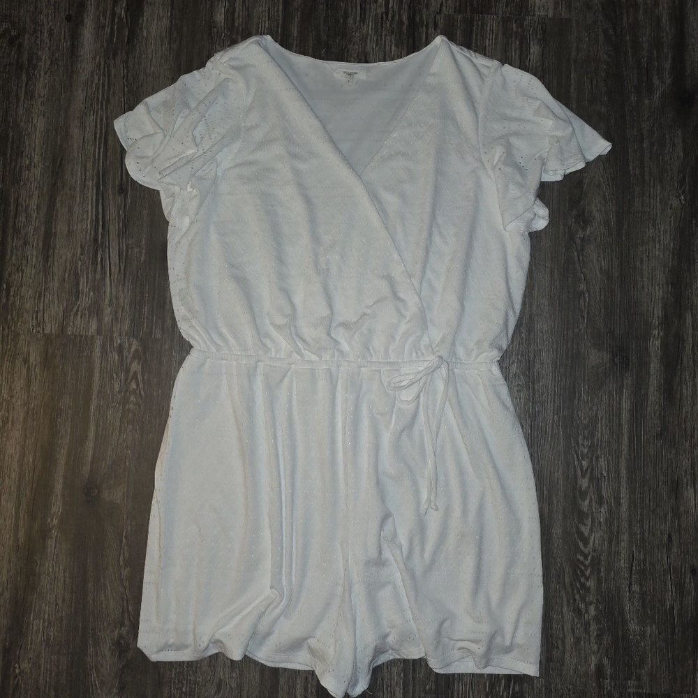 Maurices Elegant White Romper Sz L NWOT